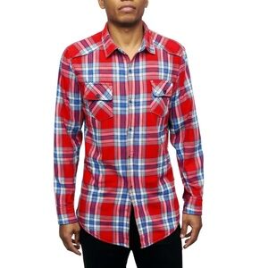 Matchstick‎ Flannel Shirt M Multicolor Plaid Button Down Rustic Casual Workwear